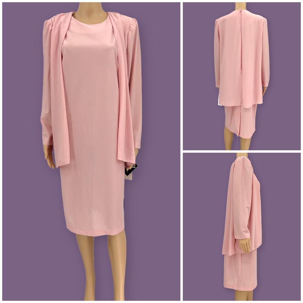 American VINTAGE L.L. Martin US 12 Petite 80s Pink Workwear Overlay Dress